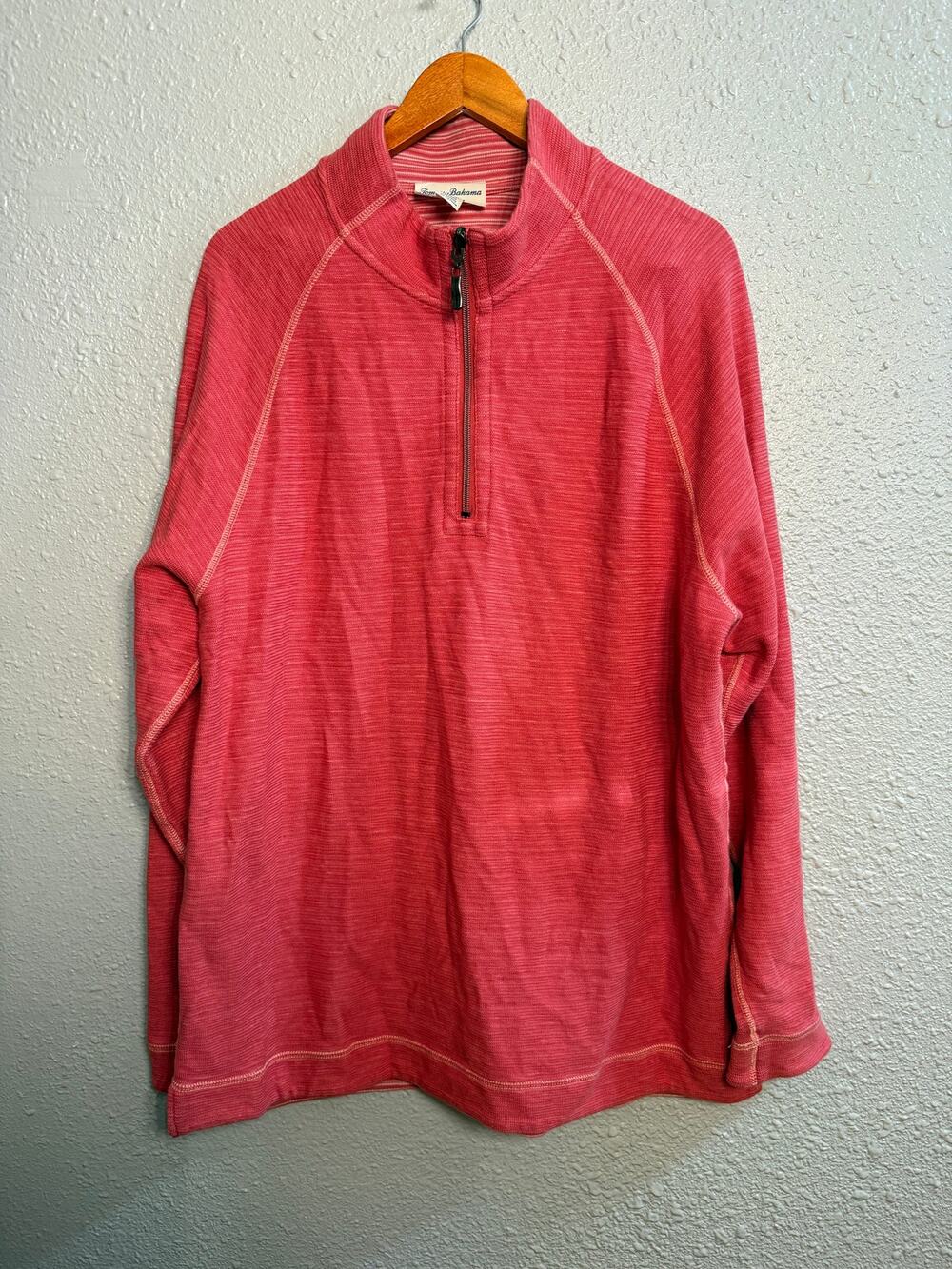 Mens Tommy Bahama Reversible Quarter Zip Pink 100% Cotton XL